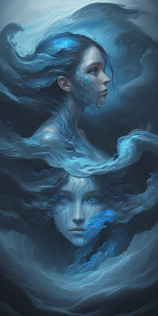 AI generated: a close up of a painting of a person's face, digital art, trending on Artstation, metaphysical paint...