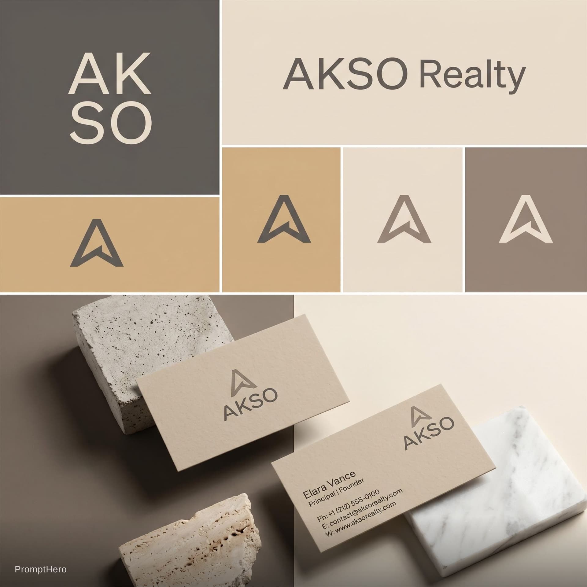 AI generated: A professional graphic design brand identity showcase sheet for a company named "AKSO". 

The image ...