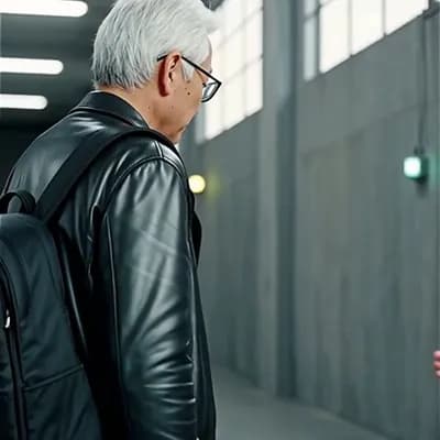 AI generated video: 지나가던 NVIDIA CEO 흰머리 젠슨황이 구걸을 하고 있는 북한지도자 김정은을 발견합니다. 젠슨황은 자기 가방에서 선물상자를 꺼내 김정은에게 건네줍니다. 김정은은 thank y...