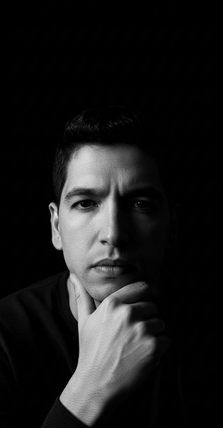 AI generated: high resolution photography, monochrome, evoking the starkness of classic noir with an intimate, psy...