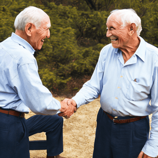 AI generated: two old men shaking hands