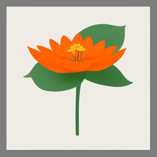 AI generated: plat illustration, playful, stylish, simplified and stylized, minimalist manga, orang flower, simpli...