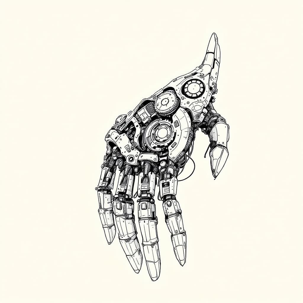 AI generated: An intricate mechanical hand designed with futuristic aesthetics, showcasing detailed robotic joints...