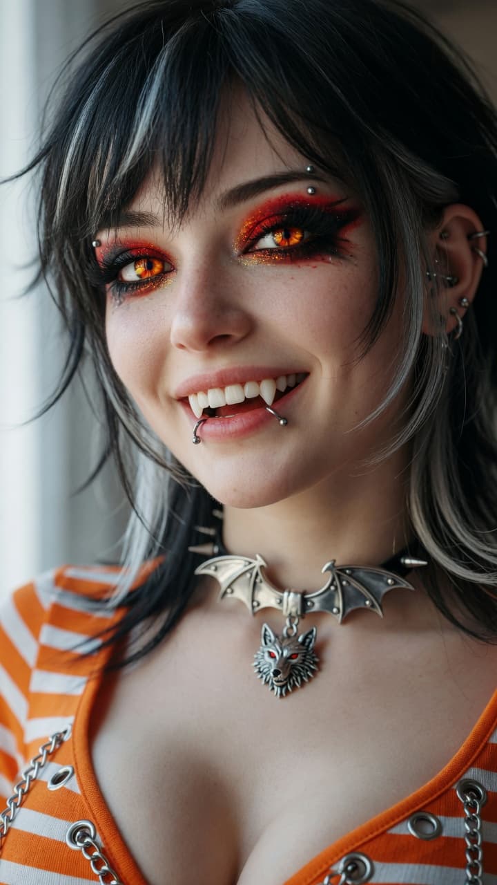 AI generated: Ultra-realistic photograph of a beautiful young woman with a mischievous playful smile, captured on ...