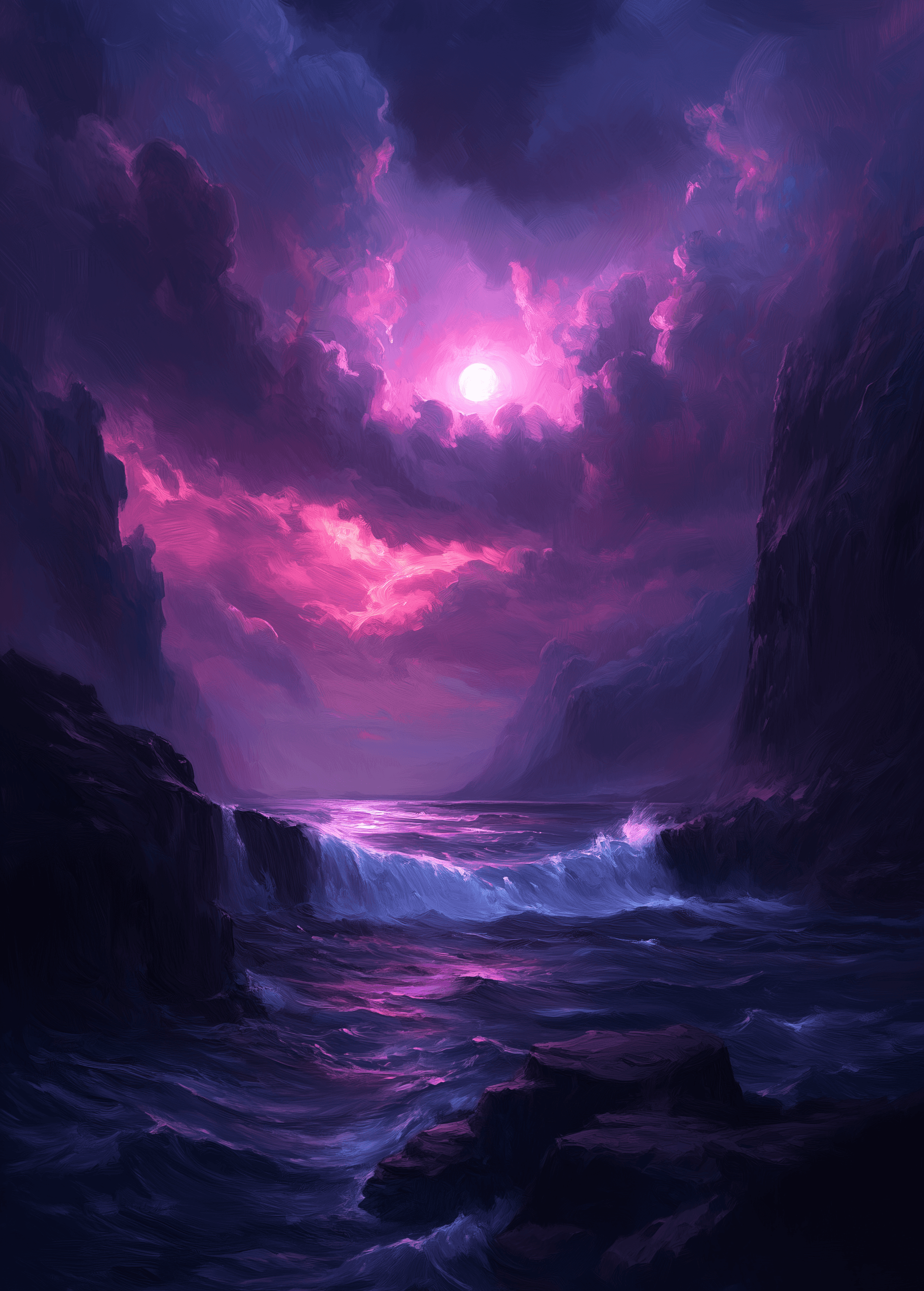 AI generated: A fantasy painting in the style of Larry Elmore, depicting an alien world. In the foreground, a wate...