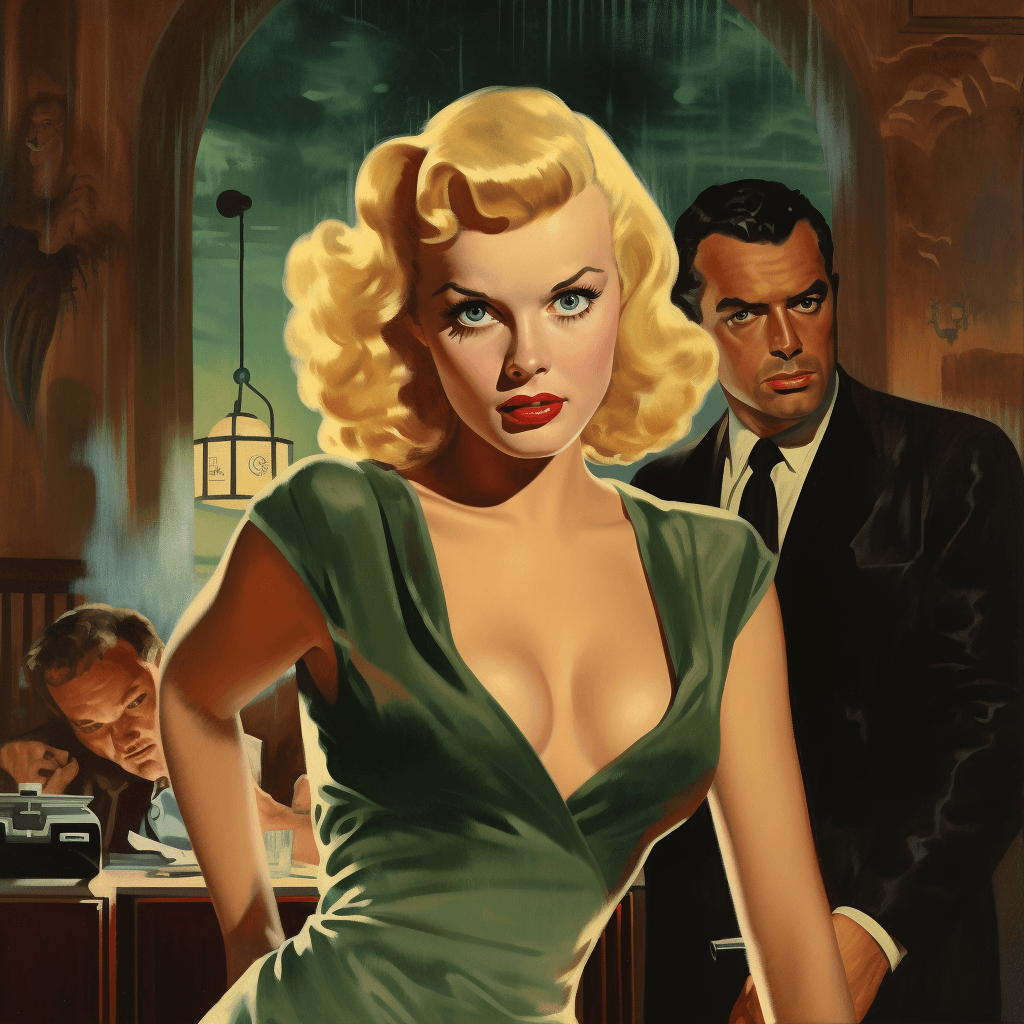 AI generated: hollywood pulp, clamor, crime