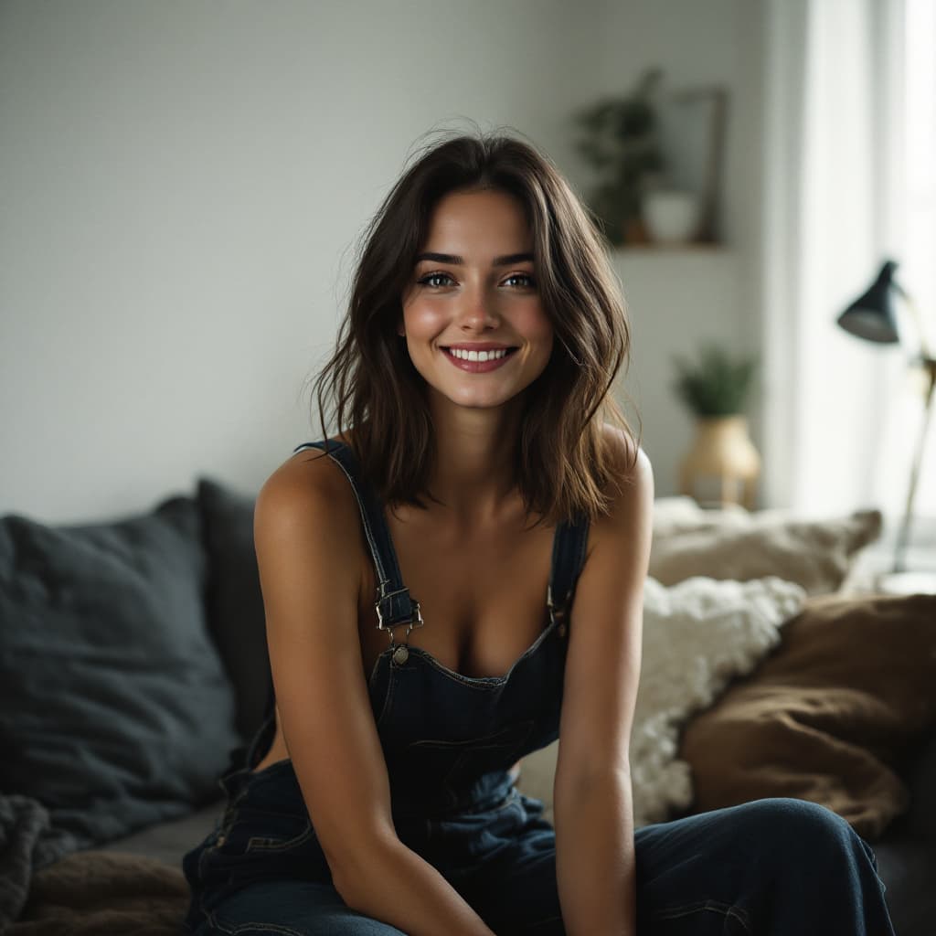 AI generated: A  female, full body character,cinematic photo shirtless woman, from the side, with shoulder length ...
