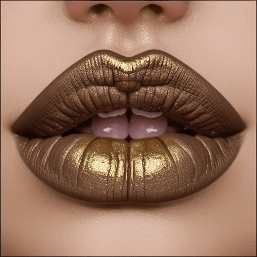 AI generated: WANDBILD ACRYLGLAS LIPPEN, FRAUEN LIPPEN MIT GOLDENER FARBE, BEAUTY
