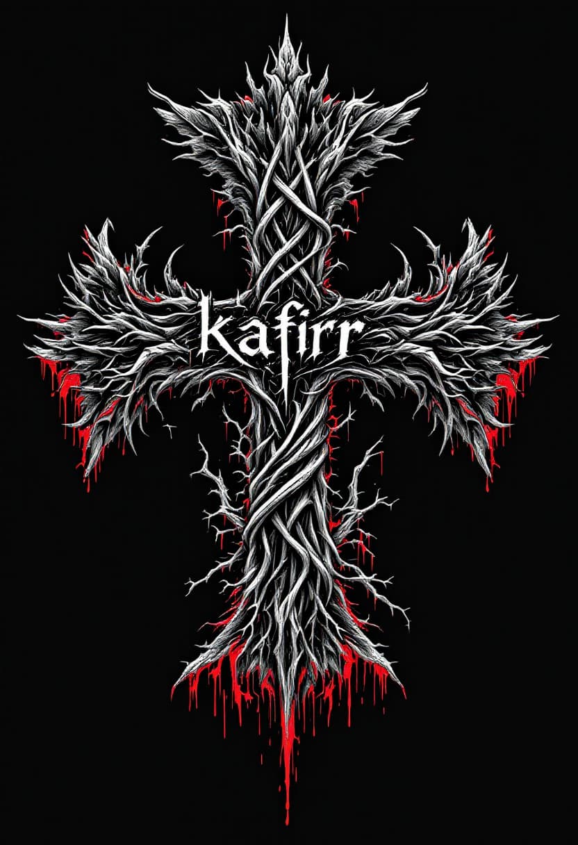 AI generated: A brutal death metal-style logo featuring the inverted cross with a satanic and chaotic extreme meta...