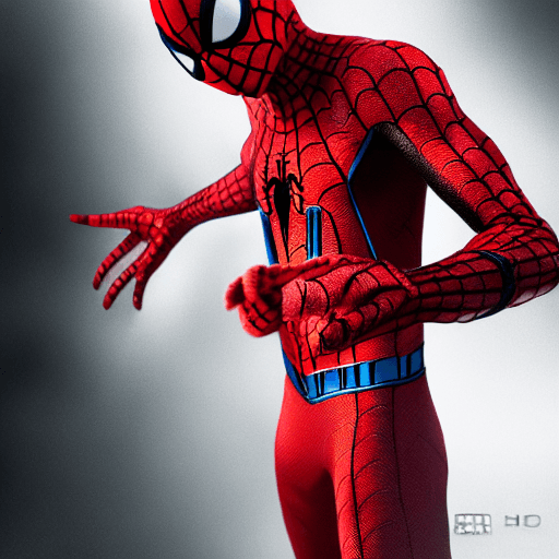 AI generated: cat AND human head anthropomorphic humanoid body, marvel movie poster, spiderman character, red spid...