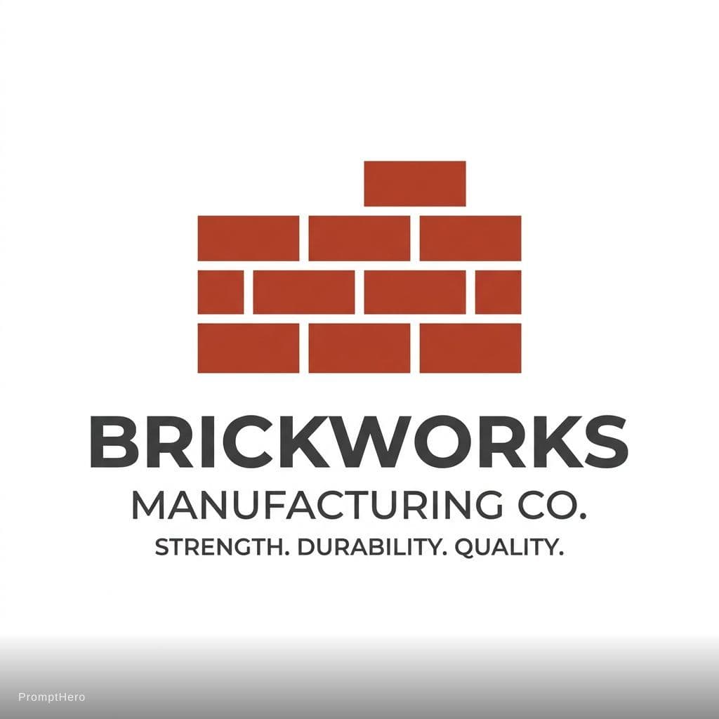 AI generated: Minimalist logo for a brick manufacturing company, simple geometric brick icon forming a small wall ...