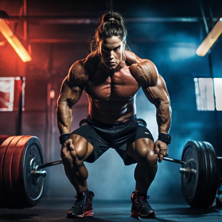 AI generated: Athlete in IronBull X apparel, intense workout, strength, CrossFit gym interior, determined, dynamic...