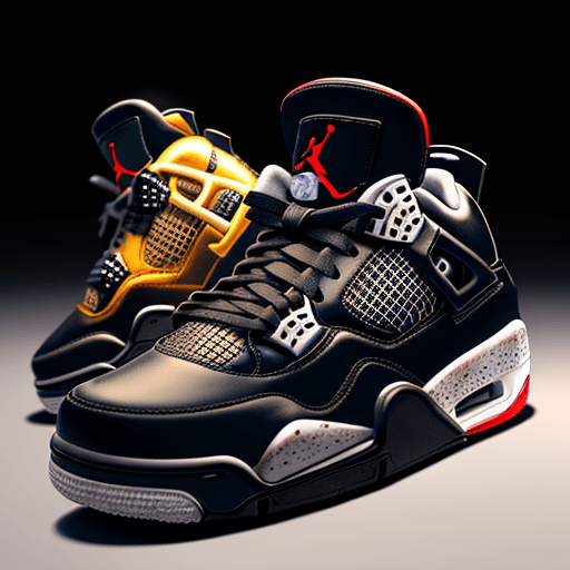 AI generated: **sneakers in the style of Nike jordan 4 made of dried fruit, black thick and round leather patch pl...
