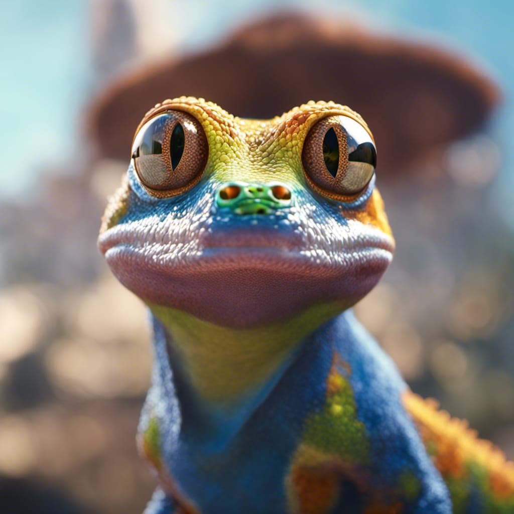AI generated: Portrait of Gecko from GEICO in 3d render, detailed, intricate, full of colour, cinematic lighting, ...