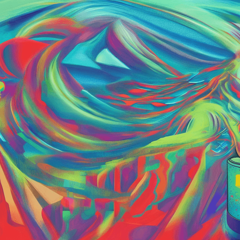 AI generated: Abstract illustration, a person painting landscapes, fantasy book, Kinetics-Color Synesthesia, set a...