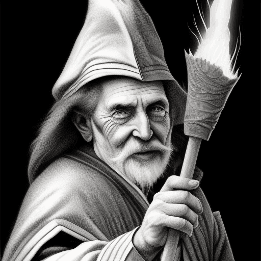 AI generated: a pencil artist illustration of a wizard firing his wand --s 750 --v 6.0 --style raw