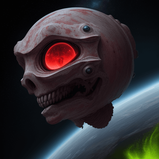 AI generated:  high quality foto of a bloody monster from energy, in space,  8k, big clows, lange zunge, lange dün...