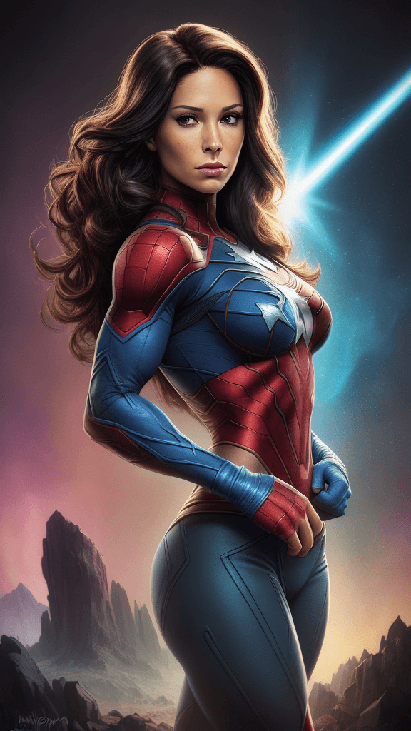 AI generated: HDR, Marvel Entertainment Art by America Chavez (AKA Ms. America), perfect face, perfect body, Knitt...