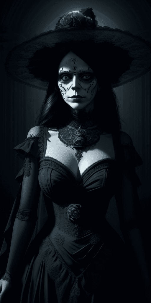 AI generated: Catrina portrait, intricate, ornate, volumetric lighting, cinematic, composition, high contrast, mat...