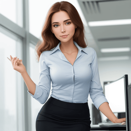 AI generated: photo of the face of a beautiful woman with office clothes