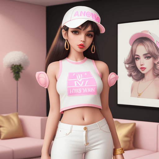 AI generated: Image AI art the name Ananaya 💋 Little Girl beautiful white pants with details and body top the sam...