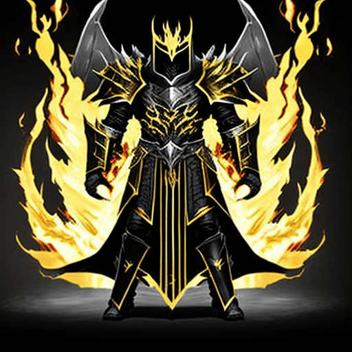 AI generated: "Lord of the Frenzied Flame", "Elden Ring", "black overlapping plate armor edged with gold", "black ...