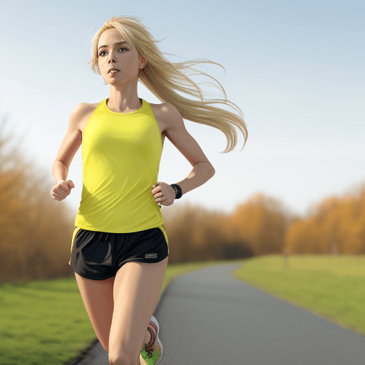 AI generated: blonde hair, running woman