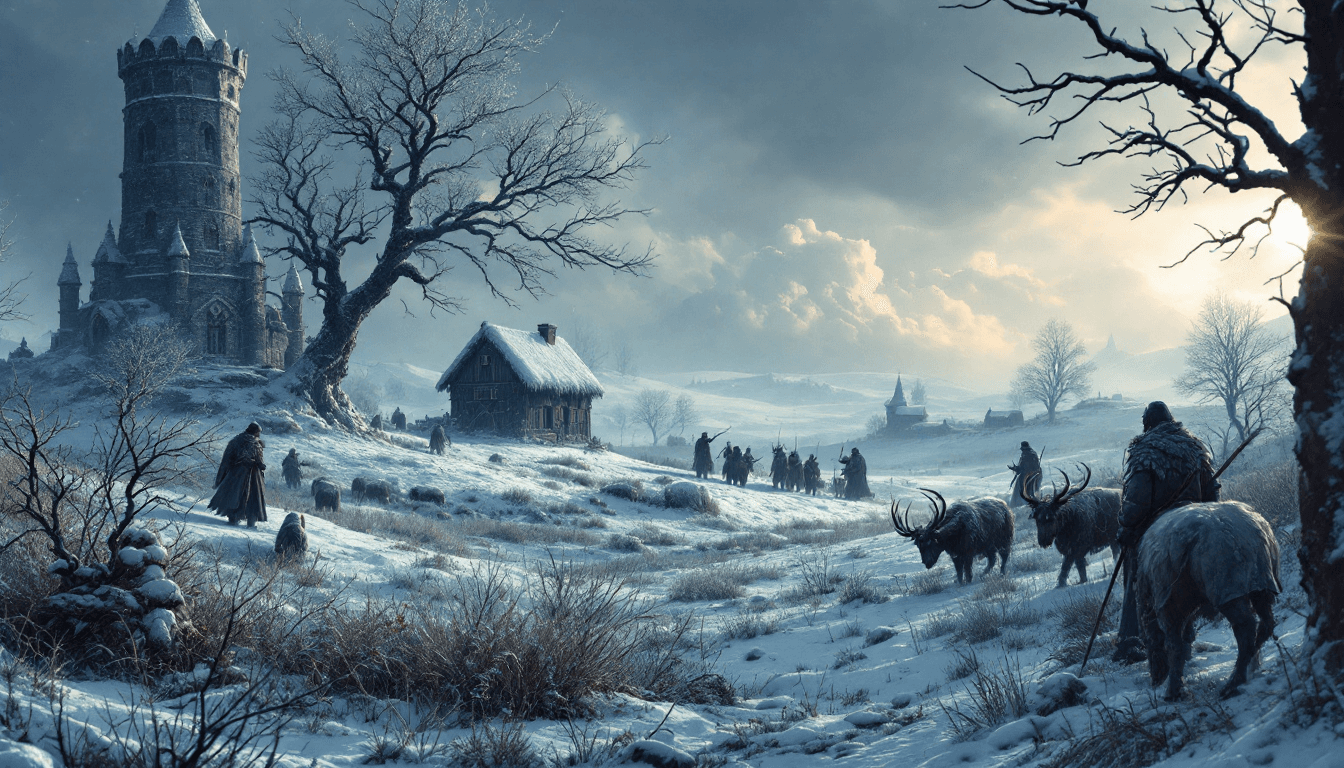 AI generated: truce game of thrones, in the style of detailed hunting scenes, Demon impressive panoramas, animated...