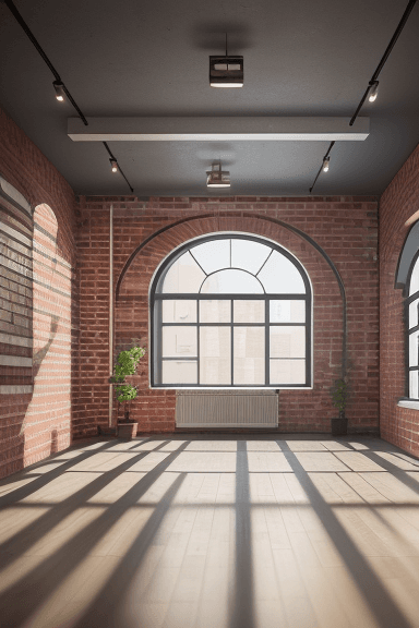 AI generated: Small gym inside an apartment building with brick walls and no windows cinematic, hyperrealism, high...