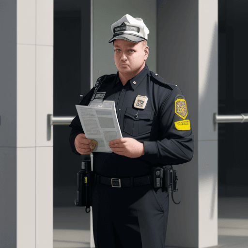 AI generated: a security guard are patrolling, and there is a patrol reader in his hand