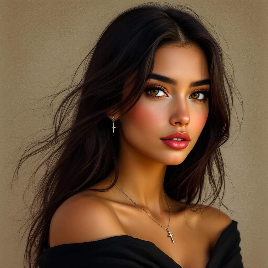 AI generated: Female, Young adult female, Oval-shaped face with soft, balanced proportions. Her face is symmetrica...