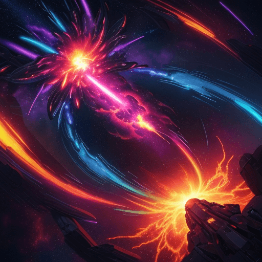 AI generated: cybernetic flames levelling up dragon eggs surround in rainbow fire and flame drops scenery, landsca...