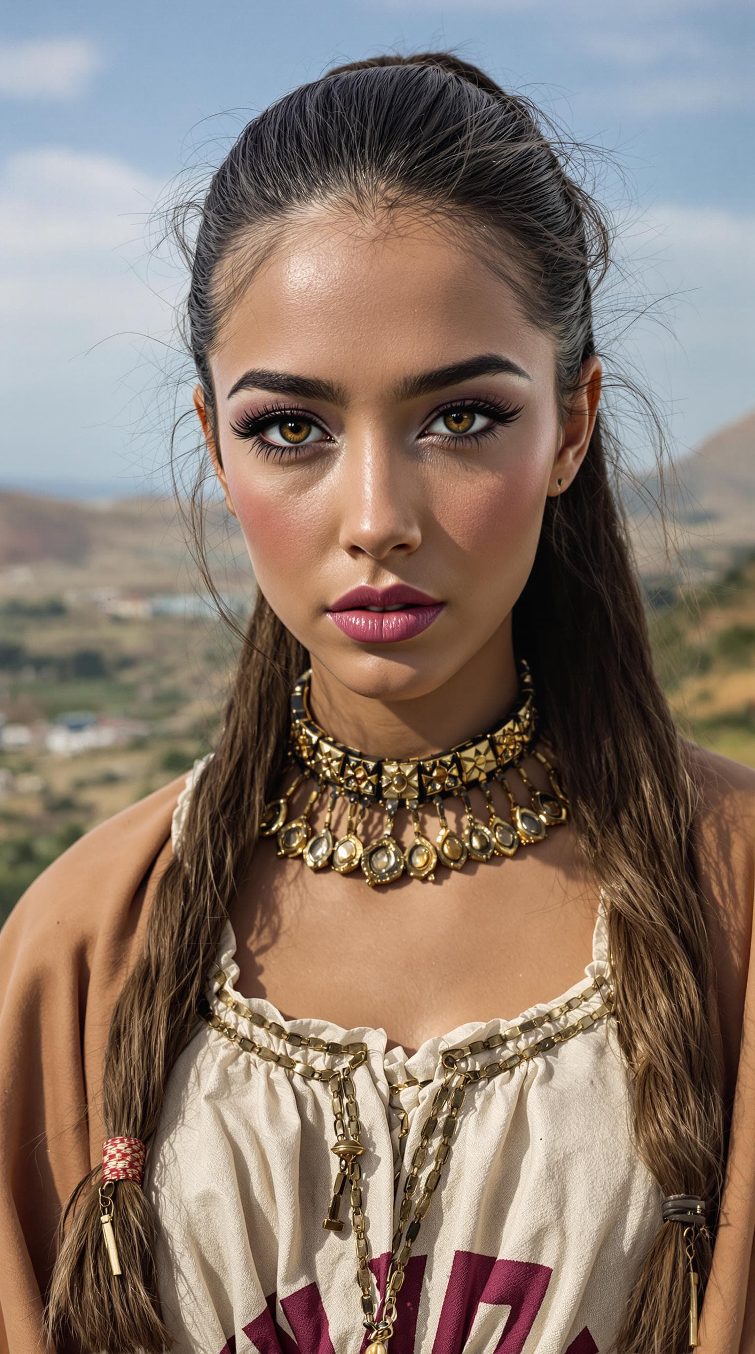 AI generated: a professional photo of a exceptionally beautiful girl in the world,  Egyptian, highly detailed, fut...