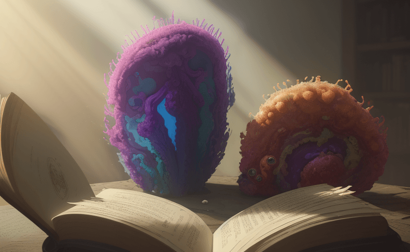 AI generated: A ultrarrealistic, very colorful first take photo of several bacillus bacterias belonging to differe...