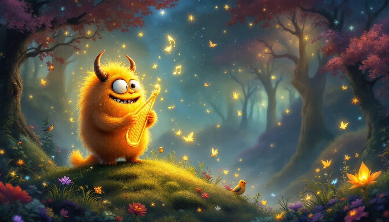 AI generated: A magical forest glowing under a starry sky, filled with vibrant, colorful trees and bioluminescent ...