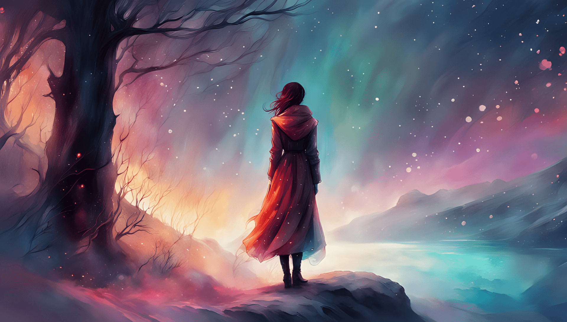 AI generated: christmas, mysterious, abstract, vague, stains, flakes, painting, watercolors, background, extremely...