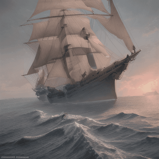 AI generated: Photo of a ultra realistic sailing ship, dramatic light, pale sunrise, cinematic lighting, battered,...