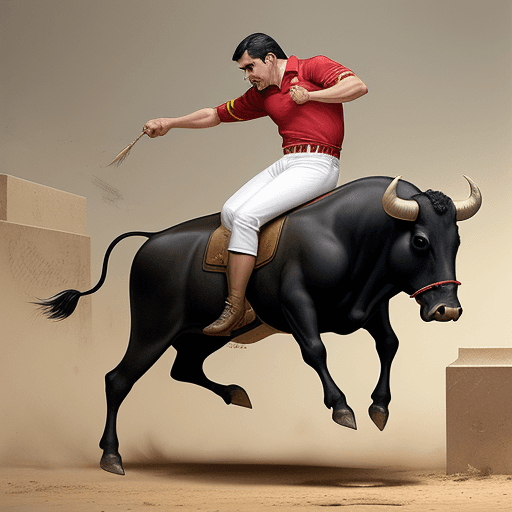 AI generated: An spanish bull killing Pedro Sanchez.