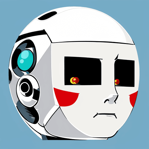 AI generated: Logo type japanese character illustration, a human like robot face, professional cartoon with high d...