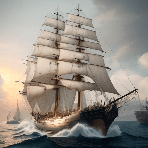 AI generated: Photo of a ultra realistic sailing ship, dramatic light, pale sunrise, cinematic lighting, battered,...