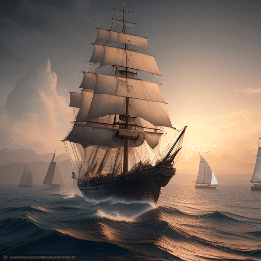 AI generated: Photo of a ultra realistic sailing ship, dramatic light, pale sunrise, cinematic lighting, battered,...