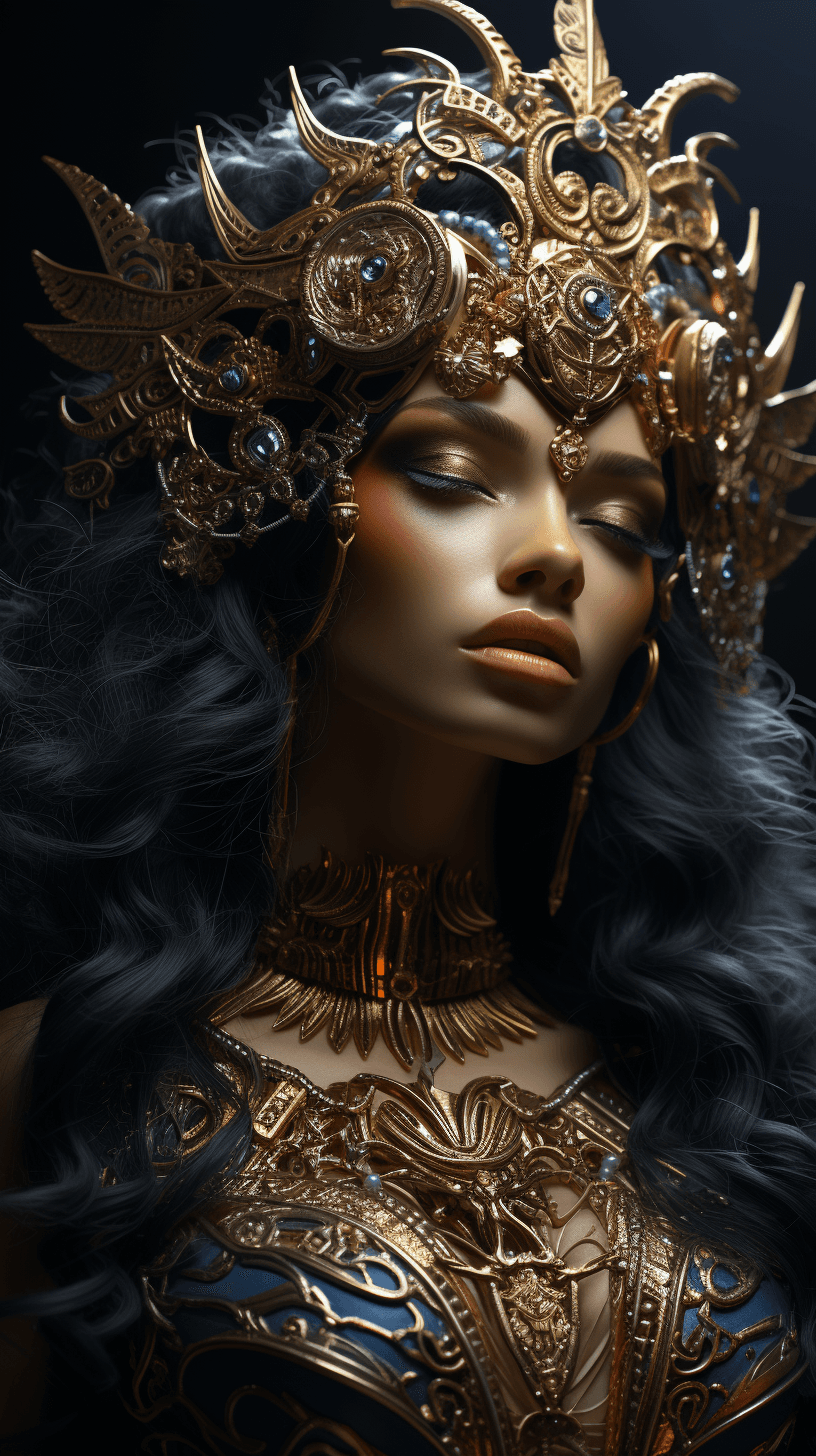 AI generated: a cover for the fantasy novel, eterna, in the style of hieratic visionary, powerful portraits, daz3d...