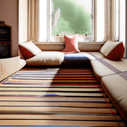 AI generated: High resolution photography interior design, dreamy sunken living room conversation pit, wooden floo...