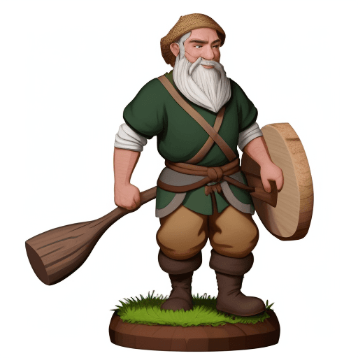 AI generated: peasant logger dnd on white background