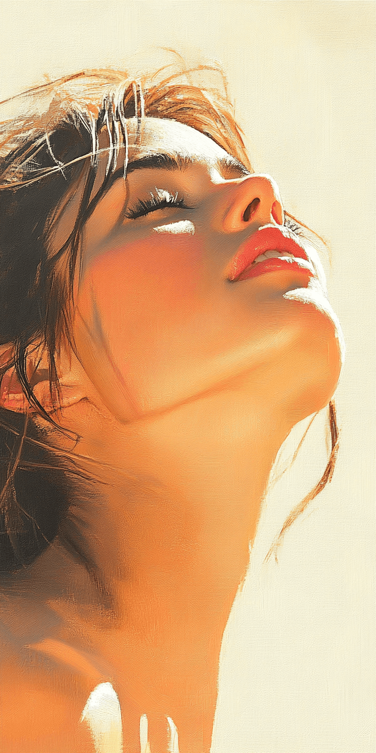 AI generated: a woman with long flowing hair, in the style of photorealistic paintings, multi-layered --chaos 75 -...