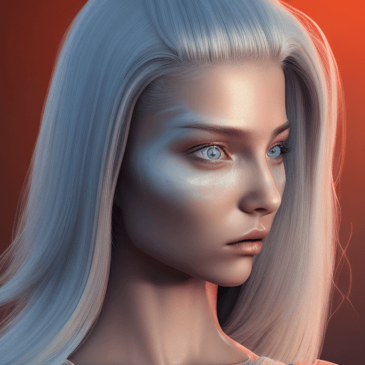 AI generated: Photo of a ultra realistic futuristic blonde girl. Her head is centered in the image, her face is in...