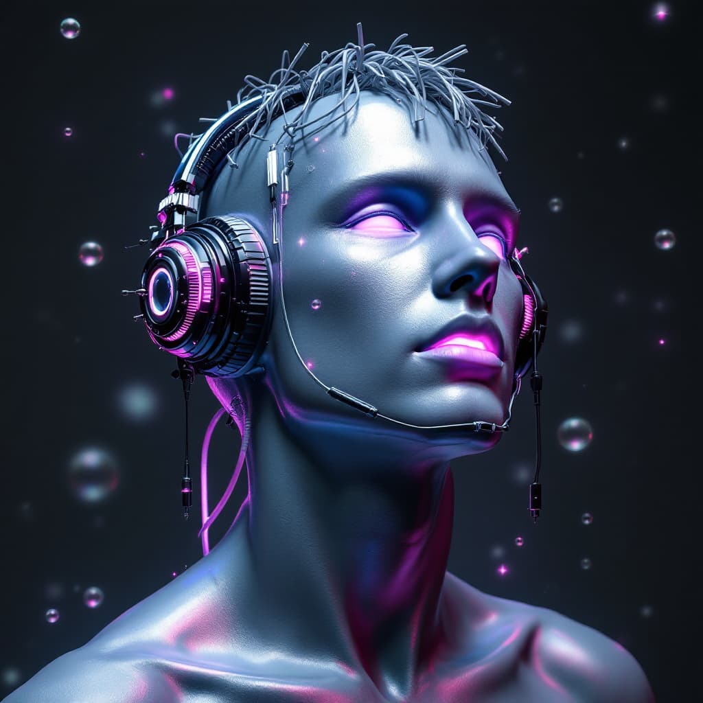 AI generated: 3d 90s rave techno head
