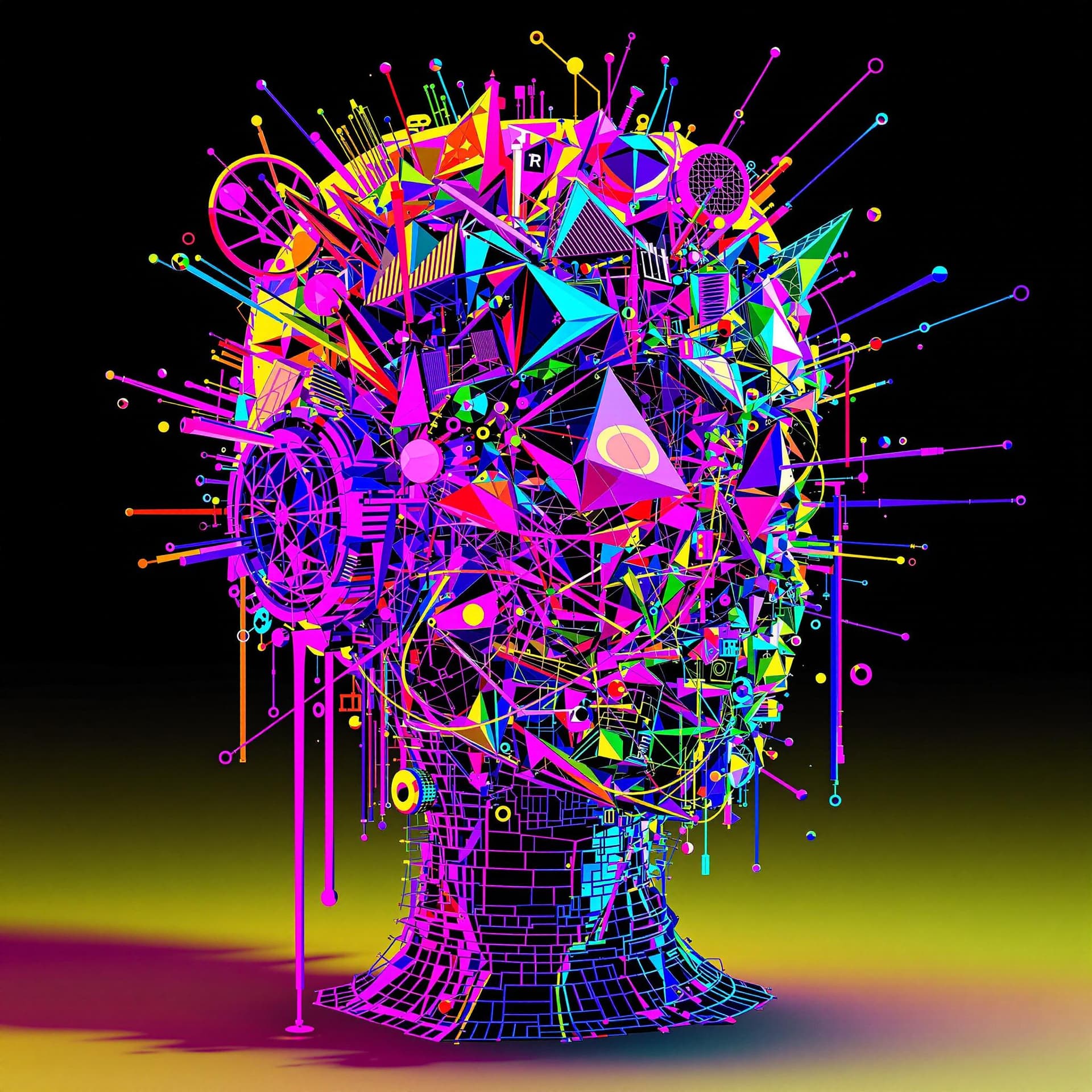 AI generated: 3d 90s rave Techno hybrid  head