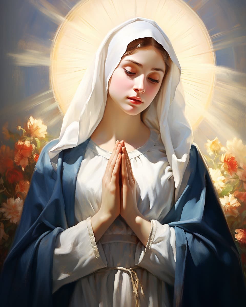AI generated: "Una representación de Santa Rita, la santa de lo imposible, que irradia belleza y dulzura. Su rostr...