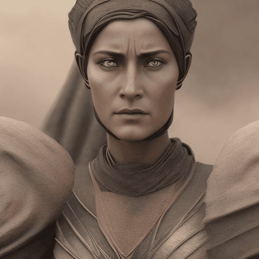 AI generated: the cgi sandstorm movie, in the style of beautiful women, close-up intensity, gray and bronze, range...